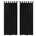 Draperii micro-satin cu bride, 2 buc, 140 x 225 cm, negru GartenMobel Dekor