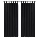 Draperii micro-satin cu bride, 2 buc, 140 x 225 cm, negru GartenMobel Dekor