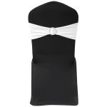 Fundă elastică decorativă scaun, cataramă diamante, alb, 25 buc. GartenMobel Dekor