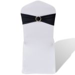 Fundă elastică decorativă scaun, cataramă diamante, negru, 25 buc. GartenMobel Dekor