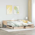 Pat de zi cu extensie și sertare fără saltea, 90x190 cm GartenMobel Dekor