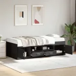 Pat de zi cu sertare fără saltea, negru, 100x200 cm GartenMobel Dekor