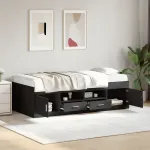 Pat de zi cu sertare fără saltea, negru, 90x190 cm GartenMobel Dekor