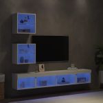 Unități de perete TV cu LED-uri, 5 piese, alb, lemn prelucrat GartenMobel Dekor