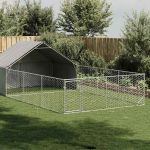 Canisa de exterior cu alergare 7x3x1,9 m otel galvanizat GartenMobel Dekor