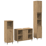 Set de mobilier pentru baie 3 piese Stejar artizanal Lemn prelucrat GartenMobel Dekor