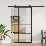Ușă glisantă cu set de feronerie neagră 102,5x205 cm Sticlă ESG GartenMobel Dekor