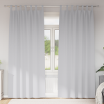 Perdele cu perdele 2 pcs Gri deschis 260 x 140 cm Poliester GartenMobel Dekor
