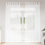 Perdele cu perdele 2 pcs Alb 140 x 260 cm Poliester GartenMobel Dekor