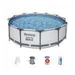 Piscina structura metalica, rotunda, pompa filtrare, scara, test analiza apa, 366x100 cm, Bestway Steel Pro Max GartenVIP DiyLine