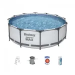 Piscina structura metalica, rotunda, pompa filtrare, scara, test analiza apa, 366x100 cm, Bestway Steel Pro Max GartenVIP DiyLine