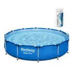 Piscina structura metalica, rotunda, albastru, cu test analiza apa, 366x76 cm, Bestway Steel Pro GartenVIP DiyLine