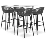 Set mobilier de bar, 5 piese, alb și gri GartenMobel Dekor