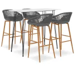 Set mobilier de bar, 5 piese, alb și gri GartenMobel Dekor