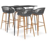 Set mobilier de bar, 5 piese, negru și gri GartenMobel Dekor