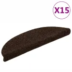 Covorașe autoadezive scări, 15 buc. maro, 56x17x3 cm, perforat GartenMobel Dekor
