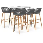 Set mobilier de bar, 7 piese, alb și gri GartenMobel Dekor