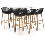 Set mobilier de bar, 7 piese, alb și negru GartenMobel Dekor