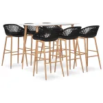 Set mobilier de bar, 7 piese, alb și negru GartenMobel Dekor