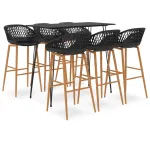 Set mobilier de bar, 7 piese, negru GartenMobel Dekor