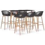 Set mobilier de bar, 7 piese, negru și gri GartenMobel Dekor