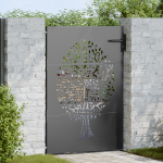 Poartă de grădină Negru 100 x 125 cm Oțel vopsit în pulbere GartenMobel Dekor