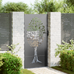 Poartă de grădină Negru 100 x 200 cm Oțel vopsit în pulbere GartenMobel Dekor