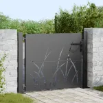 Poartă de grădină Negru 105 x 100 cm Oțel vopsit în pulbere GartenMobel Dekor