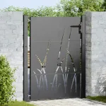 Poartă de grădină Negru 105 x 125 cm Oțel vopsit în pulbere GartenMobel Dekor