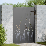 Poartă de grădină Negru 105 x 150 cm Oțel vopsit în pulbere GartenMobel Dekor