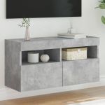 Comodă TV de perete cu lumini LED, gri beton, 80x30x40 cm GartenMobel Dekor