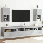 Comode TV cu lumini LED, 2 buc., gri beton, 30,5x30x60 cm GartenMobel Dekor