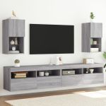 Comode TV cu lumini LED, 2 buc., gri sonoma, 30,5x30x60 cm GartenMobel Dekor