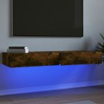 Comode TV cu lumini LED, 2 buc., stejar fumuriu, 60x35x15,5 cm GartenMobel Dekor