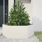 Jardinieră de grădină alb 138x120x45 cm oțel hexagonal GartenMobel Dekor
