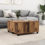Masă de cafea cu roata Lemn vechi 75 x 75 x 38 cm Lemn compozit GartenMobel Dekor