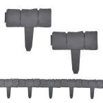 Set 10 buc Bordura Decorativa pentru Gradina cu Efect de Piatra Palisada Gri Inchis, Lungime Totala 250cm