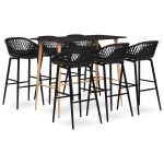 Set mobilier de bar, 7 piese, negru GartenMobel Dekor