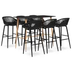 Set mobilier de bar, 7 piese, negru GartenMobel Dekor