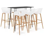 Set mobilier de bar, 7 piese, negru și alb GartenMobel Dekor