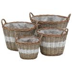 Strat înălțat, 4 buc., răchită cu căptușeală PE GartenMobel Dekor