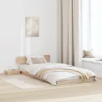 Cadru de Pat Floor cu Mese de Noapte 100x200cm din Lemn Masiv GartenMobel Dekor