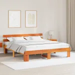 Cadru de Pat cu Headboard Maro Cerat 200x200 cm Lemn Masiv Pin GartenMobel Dekor