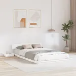 Cadru de Pat cu Măsuțe de Noapte Alb 140x190cm Lemn Masiv GartenMobel Dekor