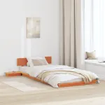 Cadru de pat cu mese de noapte Maro cerat 90x190cm Lemn masiv GartenMobel Dekor