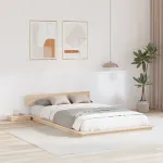 Cadru de pat la nivelul podelei cu mese de noapte 120x190cm Lemn masiv GartenMobel Dekor