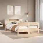 Pat cu bibliotecă fără saltea, 135x190 cm, lemn masiv de pin GartenMobel Dekor