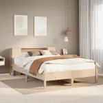 Pat cu bibliotecă fără saltea, 135x190 cm, lemn masiv de pin GartenMobel Dekor