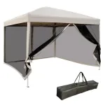 Pavilion/foisor pentru gradina/terasa, cadru metalic, material Oxford, cu plasa pentru insecte, geanta, crem, 2.97x2.97x2.55 m GartenVIP DiyLine