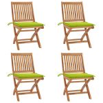 Scaune grădină pliabile cu perne, 4 buc, lemn masiv tec GartenMobel Dekor